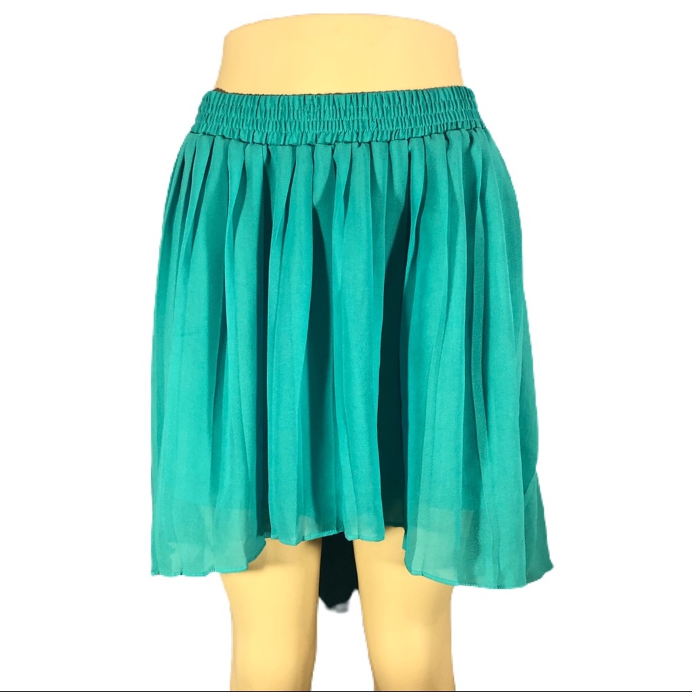 Charlotte Russe Aqua Pleated High-Low Skirt